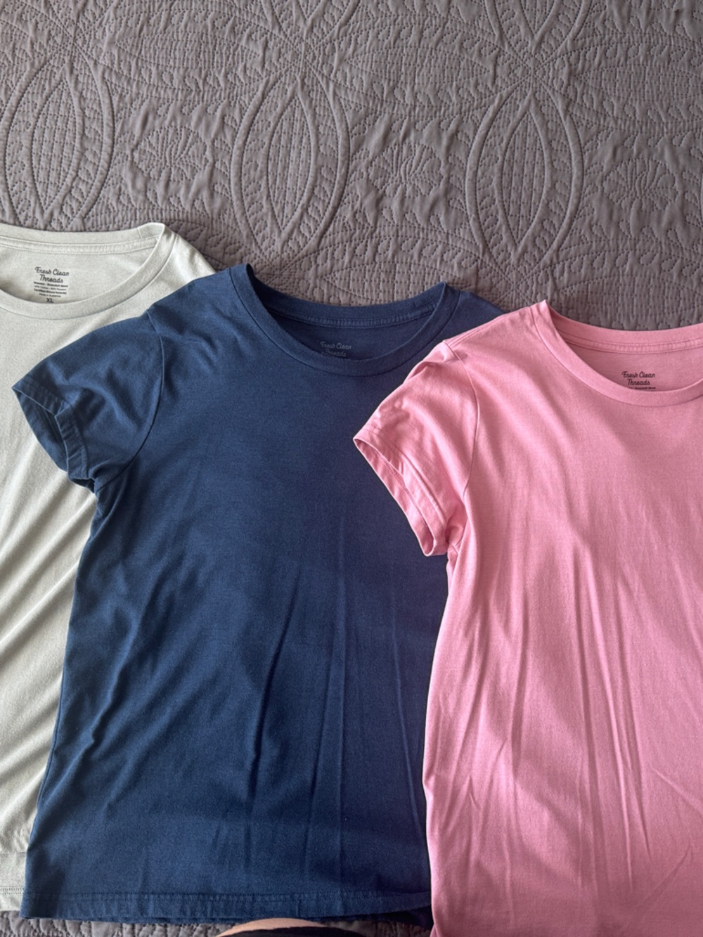 Classic Short Sleeve Crewneck Tee - Pink, Navy & Mint